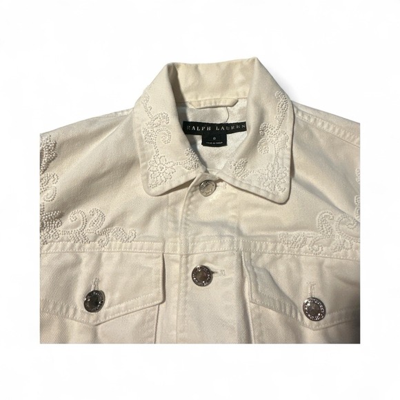 Ralph Lauren White With White Beading Denim Jacket Size 8 Western - Picture 9 of 9